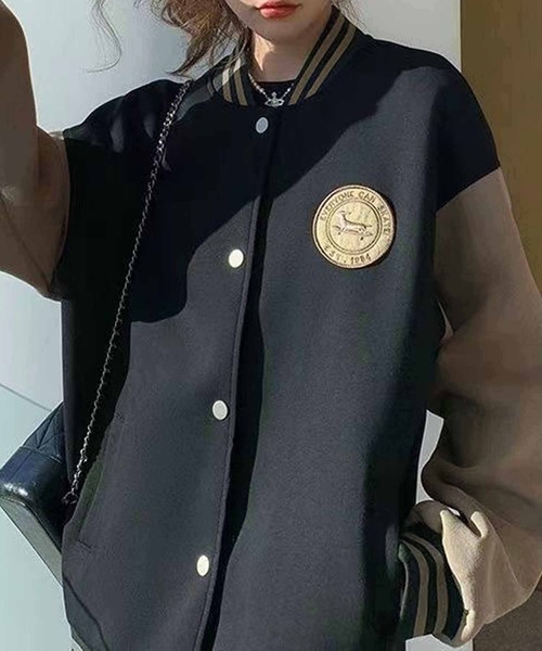 NANEA(ナネア)の「裏起毛 ワッペン付きスウェットスタジャン(スタジャン・レディース・ブラック/ブラウン・X-LARGE/XX-LARGE)」の22枚目の写真