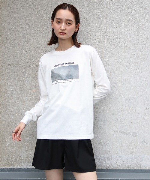 UNIT CHEST（ユニットチェスト）の「【UNIT CHEST】unique unisex T-shirt ニュアンスロゴロンT（Tシャツ/カットソー・レディース・ホワイト/ブラック・S/L/M）」の4枚目の写真