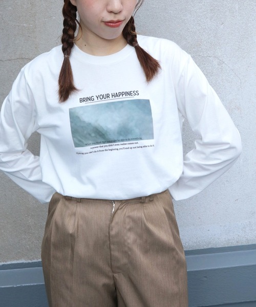 UNIT CHEST（ユニットチェスト）の「【UNIT CHEST】unique unisex T-shirt ニュアンスロゴロンT（Tシャツ/カットソー・レディース・ホワイト/ブラック・S/L/M）」の14枚目の写真