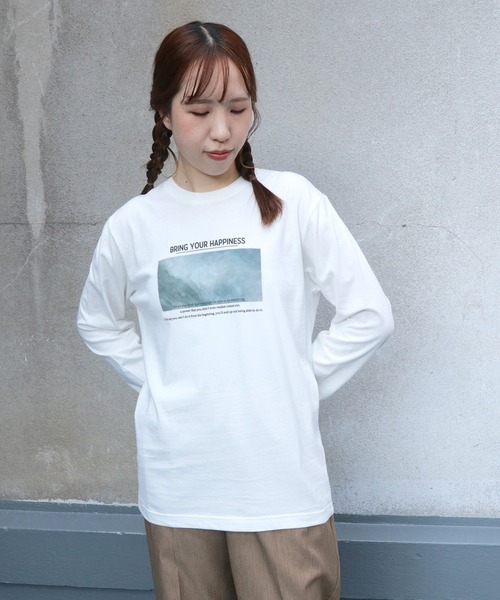 UNIT CHEST（ユニットチェスト）の「【UNIT CHEST】unique unisex T-shirt ニュアンスロゴロンT（Tシャツ/カットソー・レディース・ホワイト/ブラック・S/L/M）」の12枚目の写真