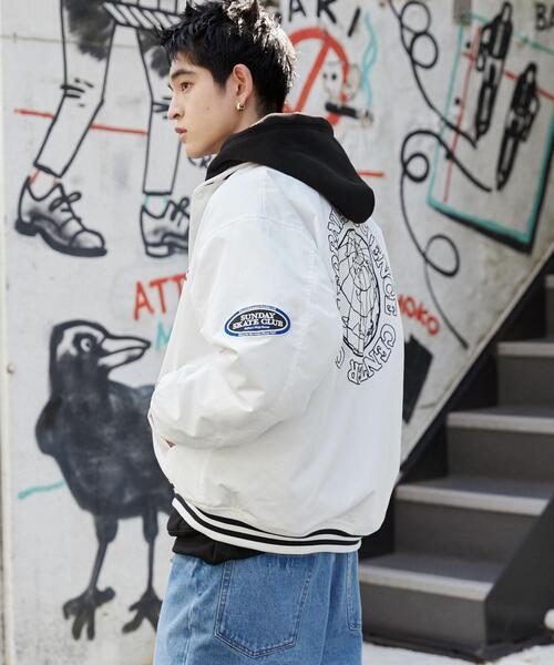 WEGO（ウィゴー）の「WEGO/パテッドワッペンスタジャン（スタジャン・メンズ・ホワイト/ネイビー/ブラック系その他/ブラック・MEDIUM/LARGE）」の19枚目の写真