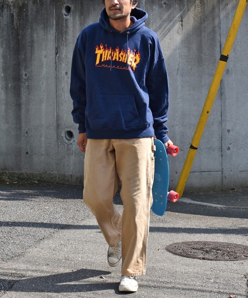 【ヴィンテージ古着】THRASHER ファイヤー ロゴ プリントパーカー