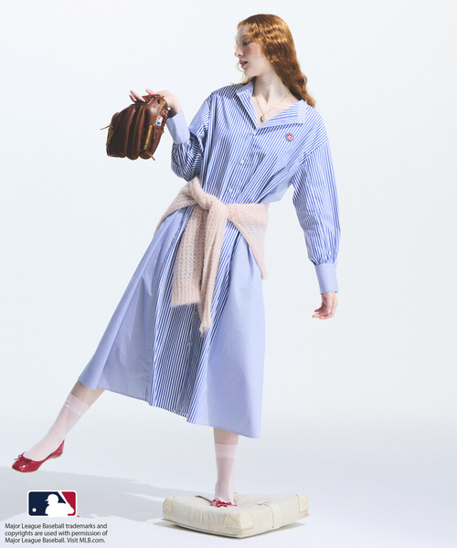 ROPE' PICNIC（ロペピクニック）の「【MLB COLLECTION BY JUN】リボンタイシャツワンピース（シャツワンピース・レディース・ネイビー/サックスブルー/ブルー・38）」の4枚目の写真