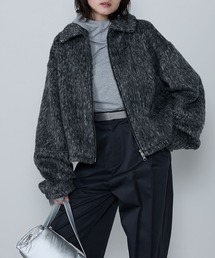 Mixed shaggy short double-zip blouson / ミックスシャギーショートダブルジップブルゾン