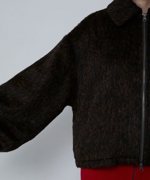 le ELMi(ルエルミ)の「Mixed shaggy short double-zip blouson / ミックスシャギーショートダブルジップブルゾン(ブルゾン・レディース・ブラウン/グレー・FREE)」の13枚目の写真