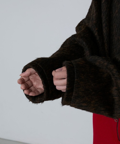 le ELMi(ルエルミ)の「Mixed shaggy short double-zip blouson / ミックスシャギーショートダブルジップブルゾン(ブルゾン・レディース・ブラウン/グレー・FREE)」の16枚目の写真