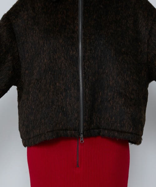 le ELMi(ルエルミ)の「Mixed shaggy short double-zip blouson / ミックスシャギーショートダブルジップブルゾン(ブルゾン・レディース・ブラウン/グレー・FREE)」の17枚目の写真