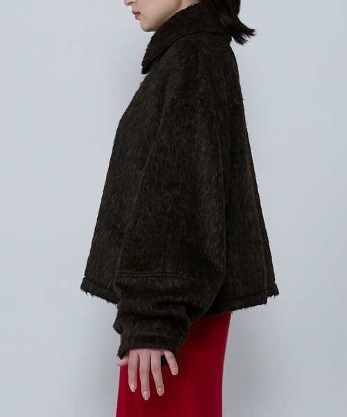 le ELMi(ルエルミ)の「Mixed shaggy short double-zip blouson / ミックスシャギーショートダブルジップブルゾン(ブルゾン・レディース・ブラウン/グレー・FREE)」の18枚目の写真