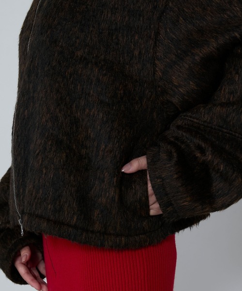 le ELMi(ルエルミ)の「Mixed shaggy short double-zip blouson / ミックスシャギーショートダブルジップブルゾン(ブルゾン・レディース・ブラウン/グレー・FREE)」の19枚目の写真