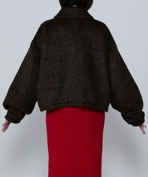 le ELMi(ルエルミ)の「Mixed shaggy short double-zip blouson / ミックスシャギーショートダブルジップブルゾン(ブルゾン・レディース・ブラウン/グレー・FREE)」の21枚目の写真