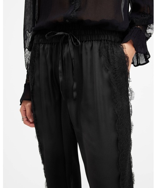 ALLSAINTS（オールセインツ）の「TYLER WIDE LEG LACE TRIM TROUSERS | TYLER ワイド レッグ レース トリム トラウザー（その他パンツ・レディース・ブラック・XS/S/M）」の3枚目の写真