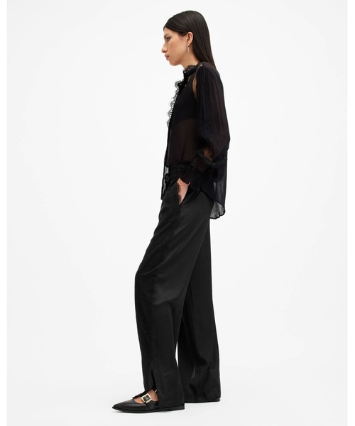 ALLSAINTS（オールセインツ）の「TYLER WIDE LEG LACE TRIM TROUSERS | TYLER ワイド レッグ レース トリム トラウザー（その他パンツ・レディース・ブラック・XS/S/M）」の7枚目の写真