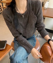 キャミソールセットクルーネックリブニット