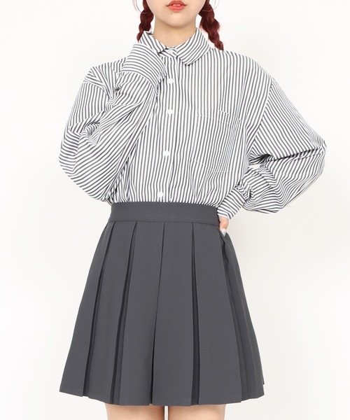 PUNYUS（プニュズ）の「キャンディストライプシャツ（シャツ/ブラウス・レディース・ブラック/グリーン/ブルー・2/3/4/1）」の4枚目の写真