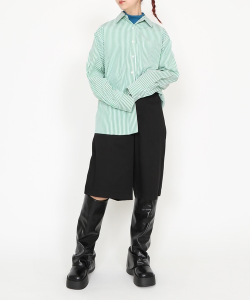 PUNYUS（プニュズ）の「キャンディストライプシャツ（シャツ/ブラウス・レディース・ブラック/グリーン/ブルー・2/3/4/1）」の9枚目の写真