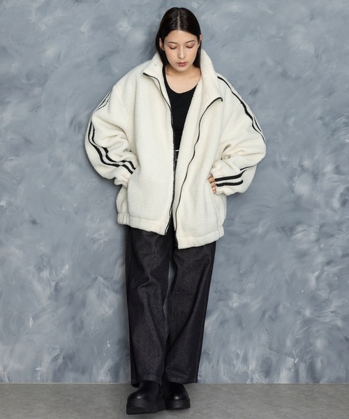 Starting Over(スターティングオーバー)の「sheep boa track jacket/シープボア サイドライン トラックジャケット(ブルゾン・メンズ・オフホワイト/ブラウン/ブラック・M/L/XL)」の22枚目の写真
