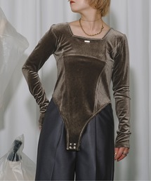 Ezick | Corset  line ベロアボディスーツ(Tシャツ/カットソー)