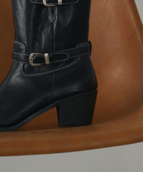 MERLOT（メルロー）の「ダブルベルトダメージエンジニアブーツ（ブーツ・レディース・ブラック・SMALL/MEDIUM/LARGE）」の6枚目の写真