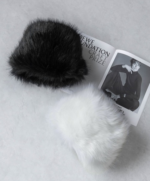 me+em select(ミームセレクト)の「※※【 2color 】ボリュームフェイクファーロシアンハット / volume fake fur russian hat(ハット・レディース・ブラック/ホワイト・FREE)」の5枚目の写真