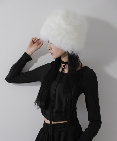 me+em select(ミームセレクト)の「※※【 2color 】ボリュームフェイクファーロシアンハット / volume fake fur russian hat(ハット・レディース・ブラック/ホワイト・FREE)」の12枚目の写真