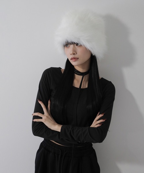 me+em select(ミームセレクト)の「※※【 2color 】ボリュームフェイクファーロシアンハット / volume fake fur russian hat(ハット・レディース・ブラック/ホワイト・FREE)」の13枚目の写真