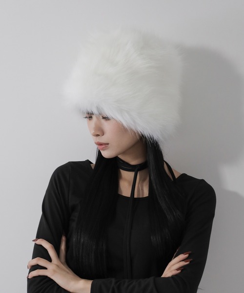 セール】【 2color 】ボリュームフェイクファーロシアンハット