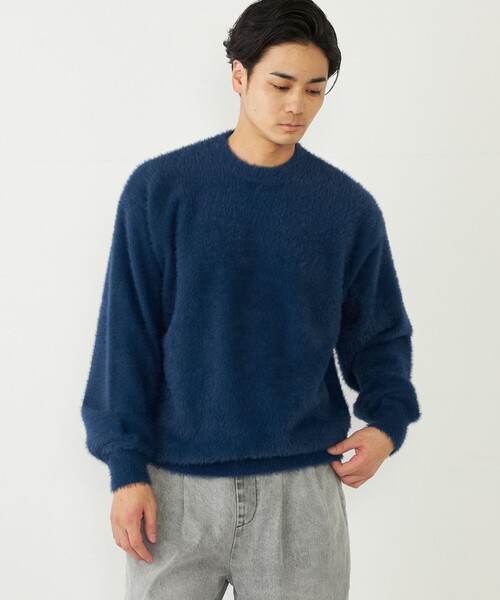 セール】SHIPS Colors:〈手洗い可能〉シャギー クルーネック ニット