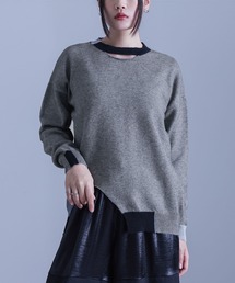 配色ラメ切替アシメニット