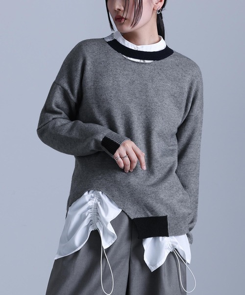 kOhAKU(コハク)の「配色ラメ切替アシメニット(ニット/セーター・レディース・ブラック/杢グレー・1/2)」の15枚目の写真