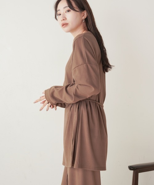 Bab（バブ）の「サイドリボン付きセットトップス（セットアップ・レディース・ブラック/モカ・FREE）」の6枚目の写真