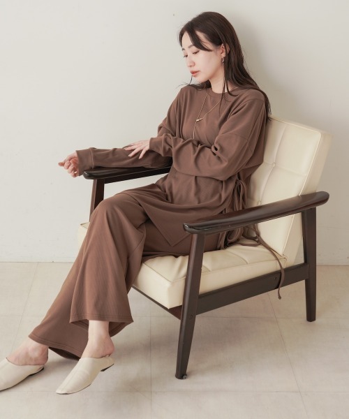 Bab（バブ）の「サイドリボン付きセットトップス（セットアップ・レディース・ブラック/モカ・FREE）」の13枚目の写真