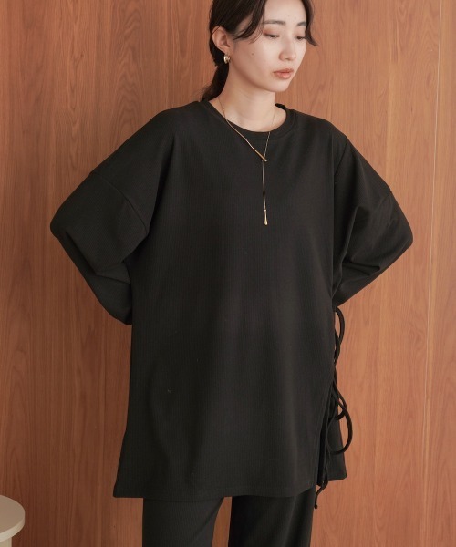 Bab（バブ）の「サイドリボン付きセットトップス（セットアップ・レディース・ブラック/モカ・FREE）」の18枚目の写真