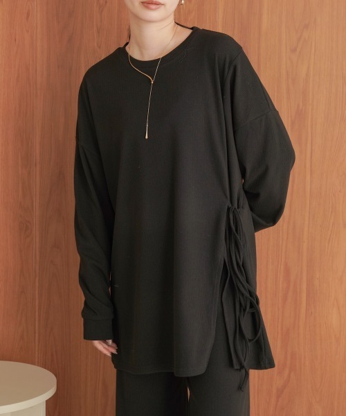 Bab（バブ）の「サイドリボン付きセットトップス（セットアップ・レディース・ブラック/モカ・FREE）」の20枚目の写真