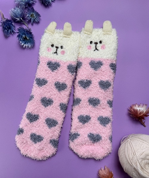 セール】2-10E33 ふわふわ モールソックス もこもこ アニマルルーム