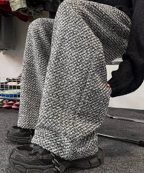 BARELY BLUE(ベアリーブルー)の「【 BARELY BLUE / ベアリーブルー 】 ツイード ワイド ストレート パンツ(その他パンツ・メンズ・ブラック・LARGE/MEDIUM)」の8枚目の写真