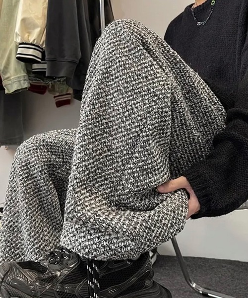 BARELY BLUE(ベアリーブルー)の「【 BARELY BLUE / ベアリーブルー 】 ツイード ワイド ストレート パンツ(その他パンツ・メンズ・ブラック・LARGE/MEDIUM)」の10枚目の写真