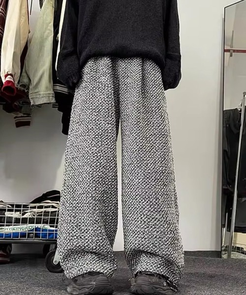 BARELY BLUE(ベアリーブルー)の「【 BARELY BLUE / ベアリーブルー 】 ツイード ワイド ストレート パンツ(その他パンツ・メンズ・ブラック・LARGE/MEDIUM)」の6枚目の写真