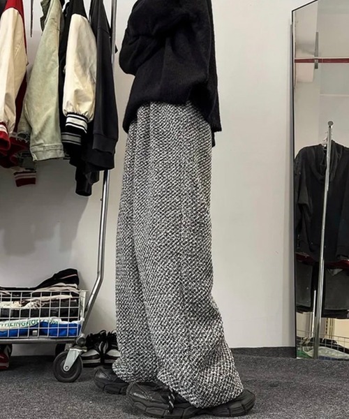 BARELY BLUE(ベアリーブルー)の「【 BARELY BLUE / ベアリーブルー 】 ツイード ワイド ストレート パンツ(その他パンツ・メンズ・ブラック・LARGE/MEDIUM)」の3枚目の写真