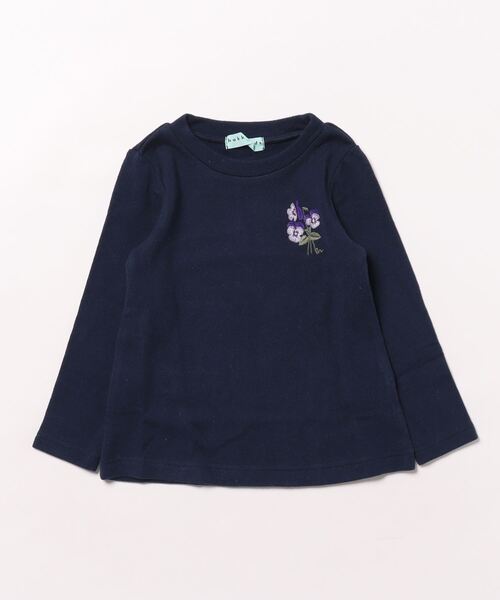 HAKKA KIDS（ハッカキッズ）の「ワンポイント刺繍Tシャツ（Tシャツ/カットソー・キッズ・キナリ/ネイビー/ピンク・100cm/110cm/120cm/130cm）」の2枚目の写真