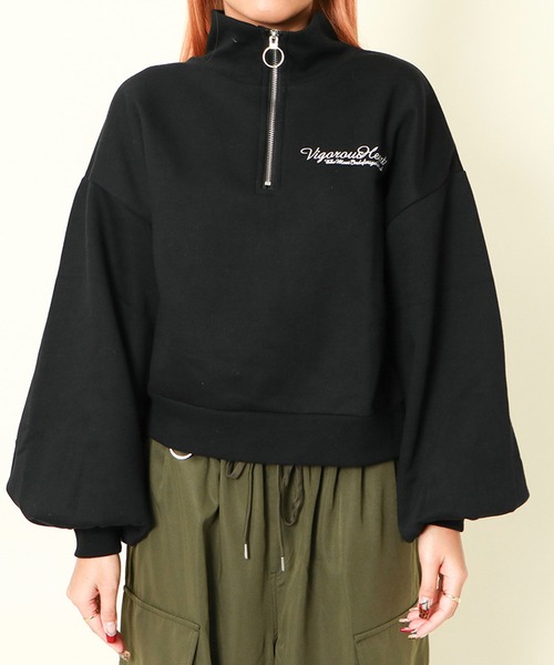 GORGE(ゴージ)の「ハーフZIPデニム裏起毛プルオーバー(スウェット・レディース・オフホワイト/ブラック/オートミール・F)」の9枚目の写真