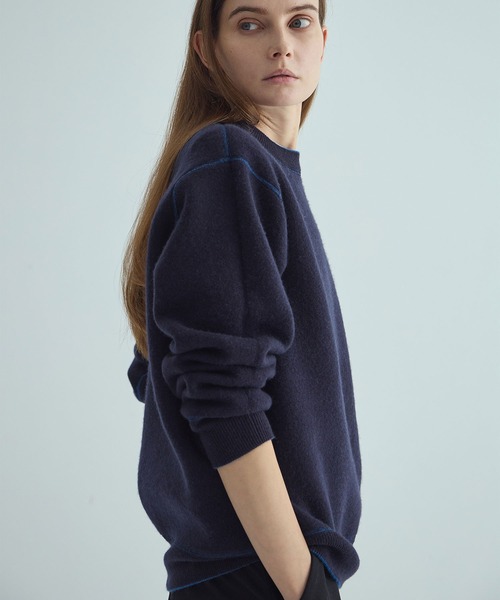 40サイズ♬長袖ニット ネイビー THE TOKYO/ザトウキョウ】CASHMERE REVERSIBLE PULLOVER/カシミヤ
