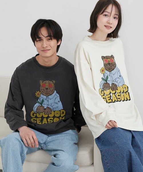 coen(コーエン)の「ベアピグメントプリントロングスリーブTシャツ(Tシャツ/カットソー・メンズ・ダークグレー/ナチュラル・M/L/XL)」の3枚目の写真