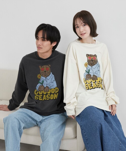 coen(コーエン)の「ベアピグメントプリントロングスリーブTシャツ(Tシャツ/カットソー・メンズ・ダークグレー/ナチュラル・M/L/XL)」の4枚目の写真