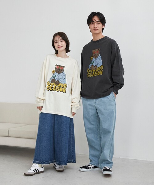 coen(コーエン)の「ベアピグメントプリントロングスリーブTシャツ(Tシャツ/カットソー・メンズ・ダークグレー/ナチュラル・M/L/XL)」の5枚目の写真