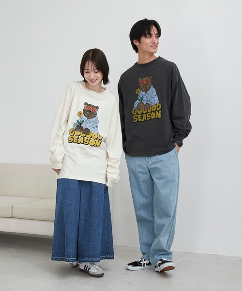 coen(コーエン)の「ベアピグメントプリントロングスリーブTシャツ(Tシャツ/カットソー・メンズ・ダークグレー/ナチュラル・M/L/XL)」の6枚目の写真