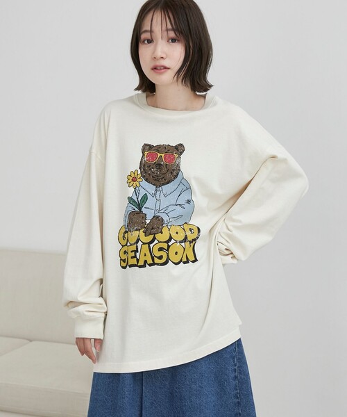 coen(コーエン)の「ベアピグメントプリントロングスリーブTシャツ(Tシャツ/カットソー・メンズ・ダークグレー/ナチュラル・M/L/XL)」の7枚目の写真