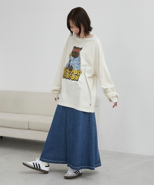 coen(コーエン)の「ベアピグメントプリントロングスリーブTシャツ(Tシャツ/カットソー・メンズ・ダークグレー/ナチュラル・M/L/XL)」の8枚目の写真