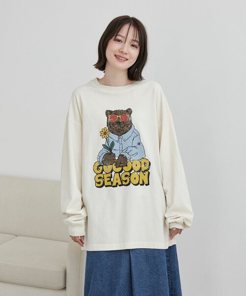 coen(コーエン)の「ベアピグメントプリントロングスリーブTシャツ(Tシャツ/カットソー・メンズ・ダークグレー/ナチュラル・M/L/XL)」の9枚目の写真