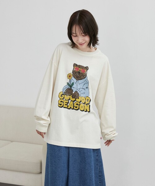 coen(コーエン)の「ベアピグメントプリントロングスリーブTシャツ(Tシャツ/カットソー・メンズ・ダークグレー/ナチュラル・M/L/XL)」の11枚目の写真