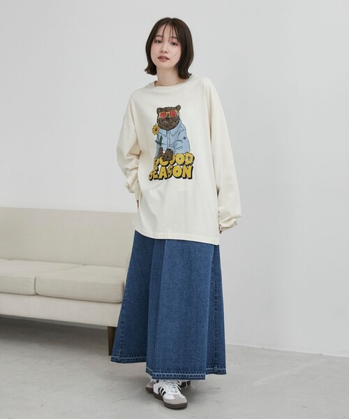 coen(コーエン)の「ベアピグメントプリントロングスリーブTシャツ(Tシャツ/カットソー・メンズ・ダークグレー/ナチュラル・M/L/XL)」の12枚目の写真